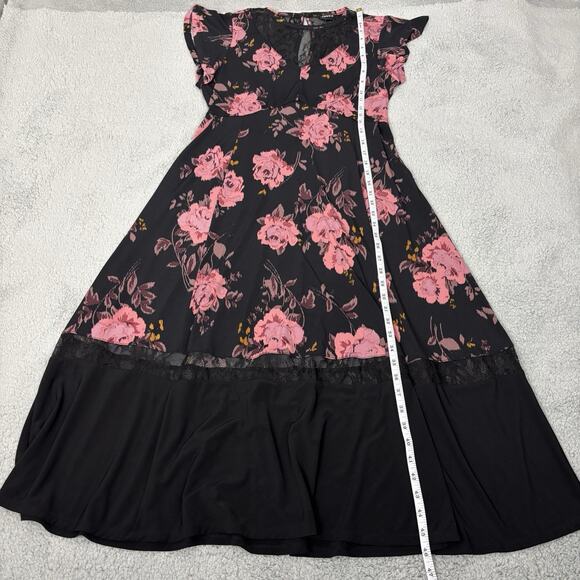 Torrid Midi Dress Woman Floral Studio Knit Stretch Tiered Pockets size Large - Picture 10 of 14